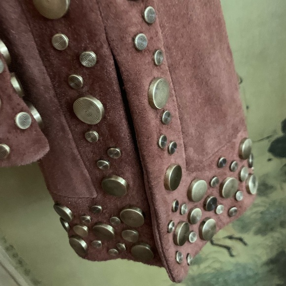 Gorgeous caramel brown embellished suede jacket 6 - Picture 6 of 7